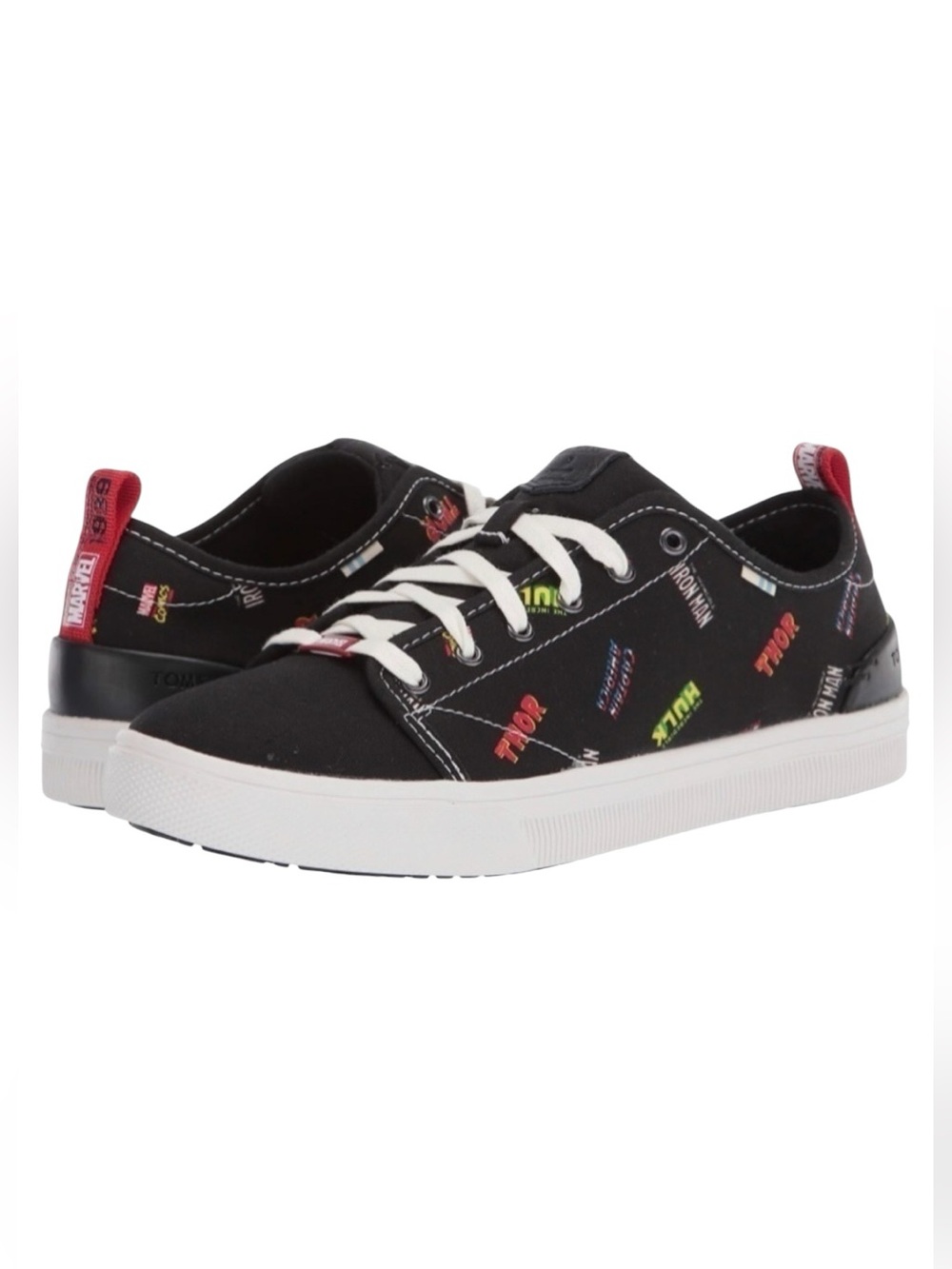 TOMS Mens X Marvel Trvl Lite Low Lace-up Black Synthetic Trainers Sz 10.5